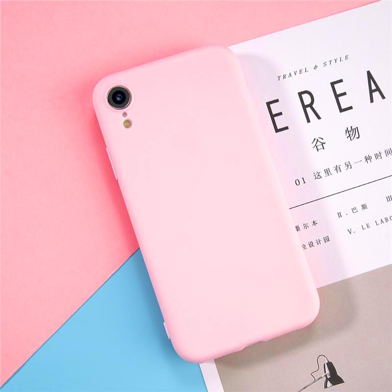 Einfache einfarbige Handyhülle iPhone X 8 7 6 6s Plus 5 5s SE XS Max XR X Matt Candy TPU Silikon iPhone 6 Plus 6s Plus hellrosa