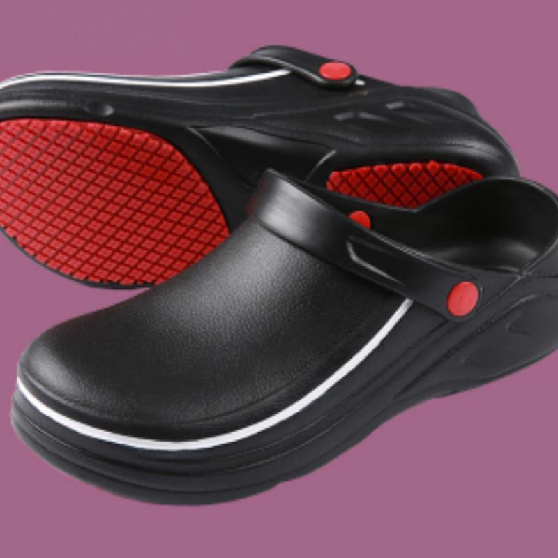Nis Professionelle Koch-/Krankenhaus-Arbeitskleidung/EVA-OP-Schuhe für Herren und Damen, Kochschuhe, Still-Clogs, leichte, rutschfeste, atmungsaktive Schuhe 42-43 schwarz