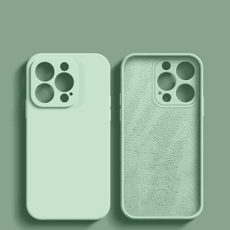 Luxuriöse Handyhülle aus flüssigem Silikon für Apple iPhone 16 15 14 13 12 11 Pro Max Weiche Hülle Stoßfeste Bumper-Abdeckung Handyzubehör For iPhone 13 Pro white