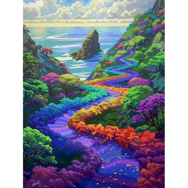 RUOPOTY Wald Bild Malen Nach Zahlen Kits Bunte Landschaft Handgemalt Auf Leinwand Diy Ideen Färbung Auf Zahlen Hause 40x50cm NO Frame