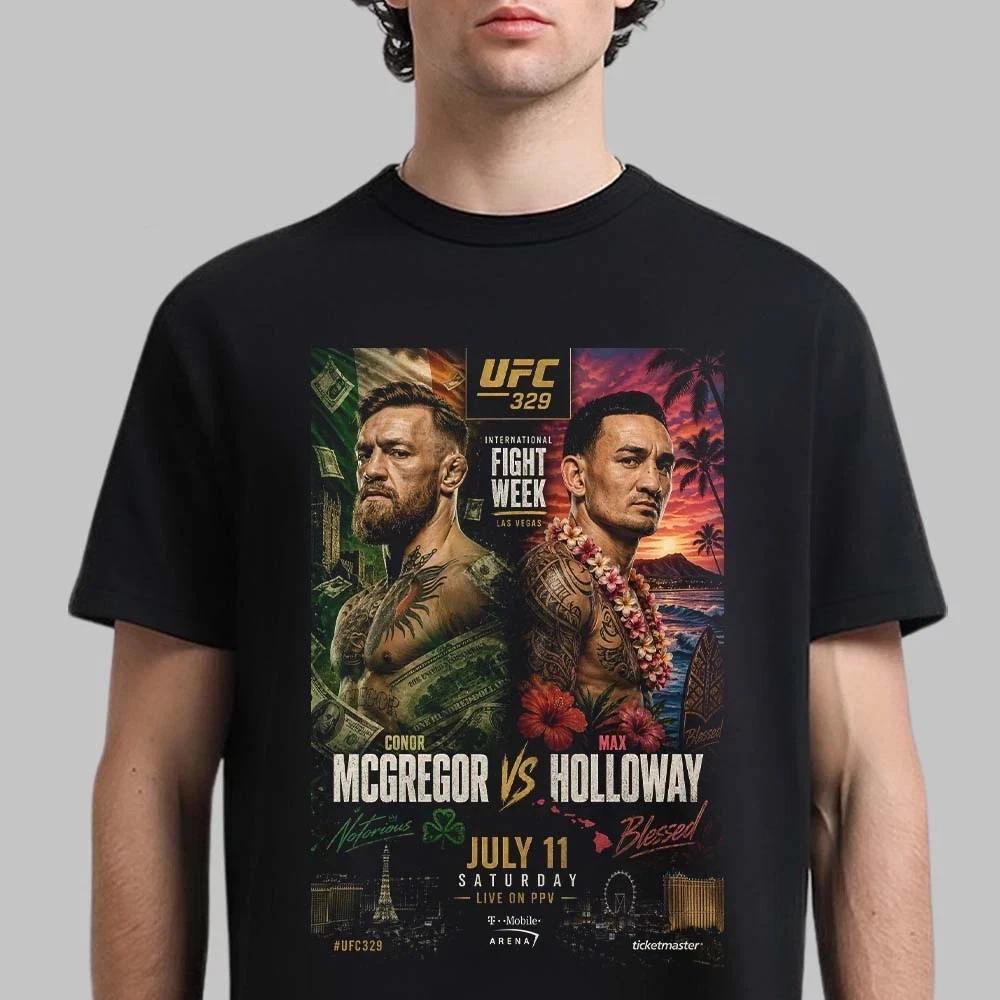 NEU! UFC 329 Conor McGregor vs Max Holloway Notorious vs Blessed T-Shirt 11. Juli 4XL