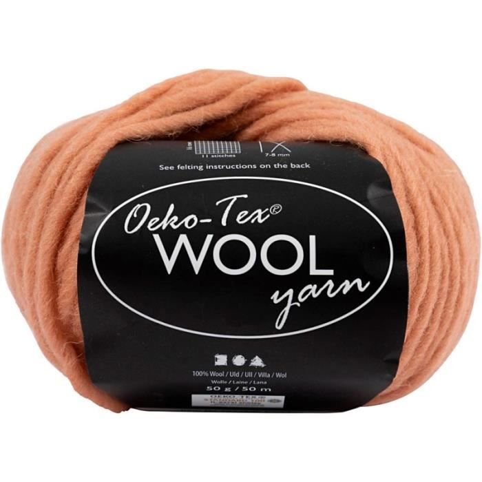 Wollknäuel - Creotime - Oeko-Tex Wollgarn - 50 g - Farbe Beige - Leichtes Strickgarn