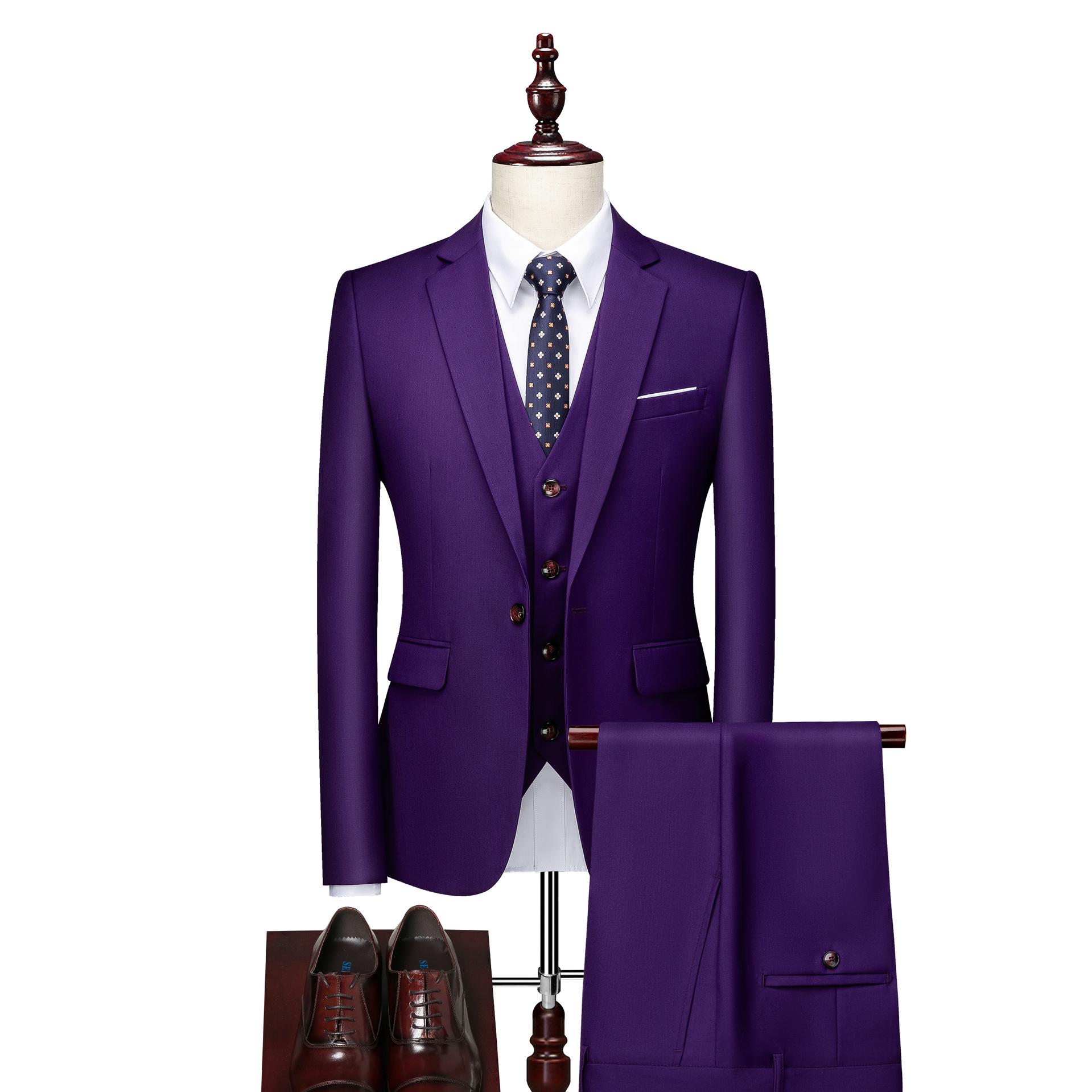 Herrenanzug Anzug Dreiteiliges Set für Herren Großer einfarbiger Anzug Business Professional Anzug 5XL lavendel