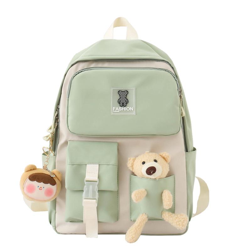 Neuer Schulranzen für College-Studenten, Schulranzen, Cartoon-Bärenpuppe, Mädchen-Rucksack, niedlicher lässiger Rucksack, weiblich single package