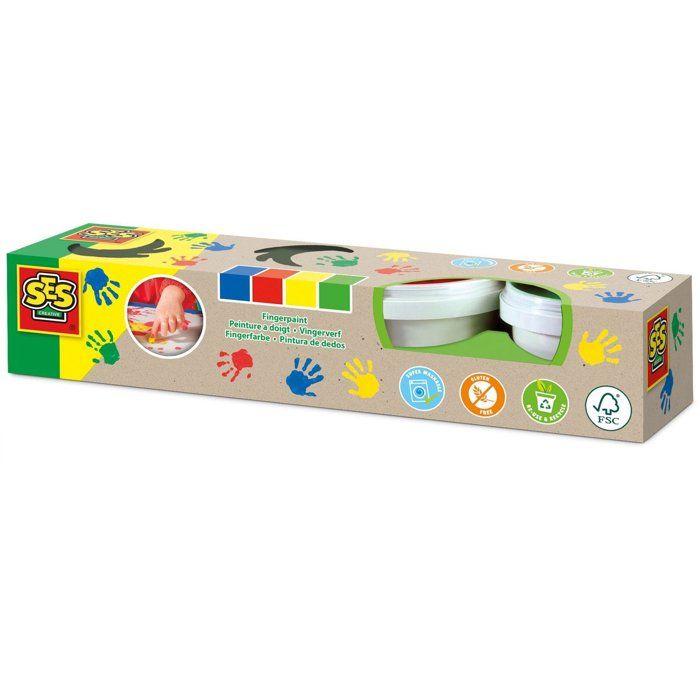 Eco Fingerfarbe 4 Farben - SES CREATIVE - Malen und Zeichnen - Malen - Kreative Malaktivität - Alter : 2+