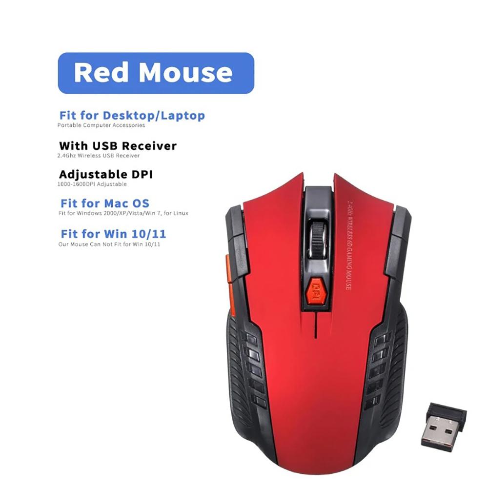 2,4 GHz Drahtlose Maus Optische Mäuse Maus Gaming mit USB Empfänger Gamer 2000DPI 6 Tasten Maus Für Computer Laptop Zubehör rot