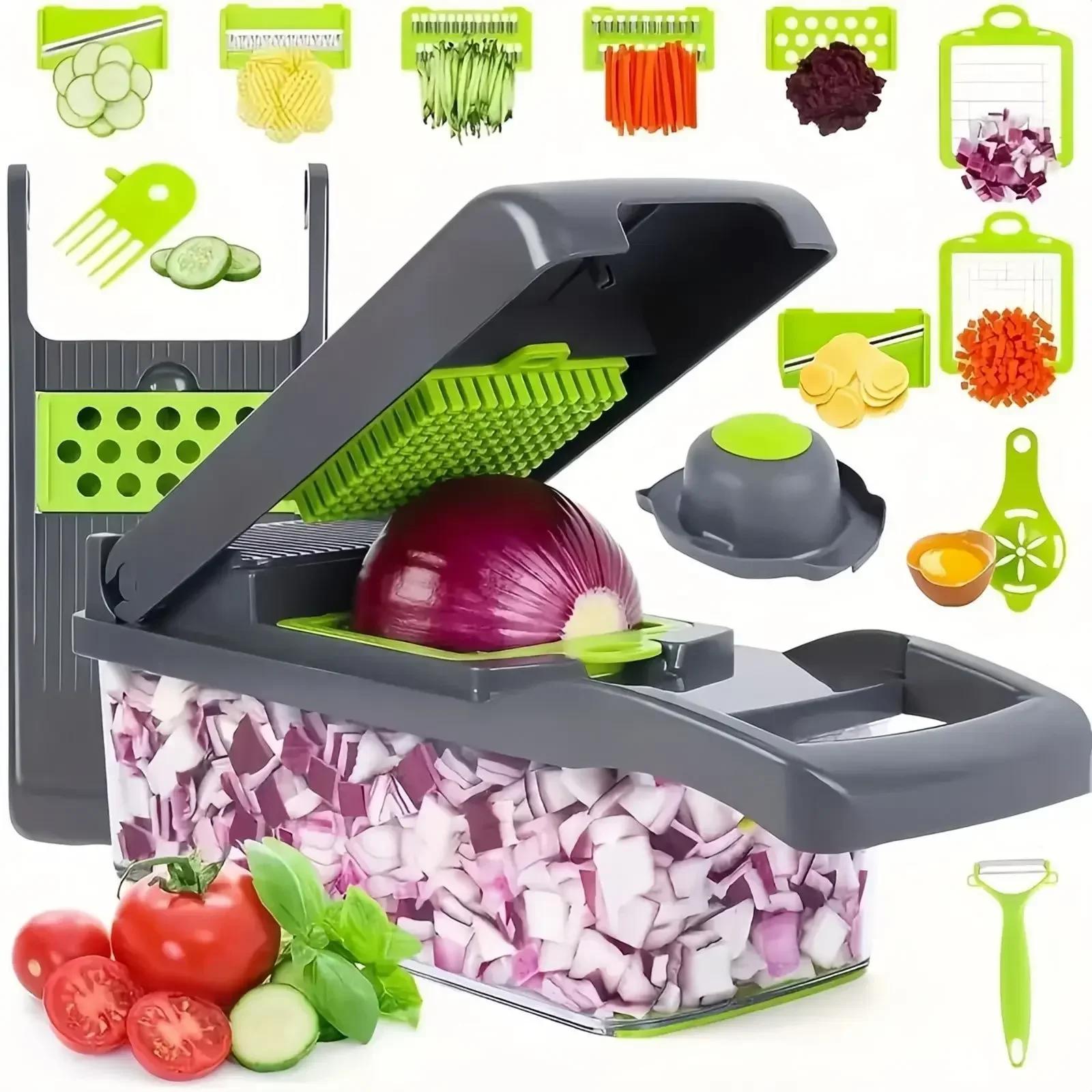 14/16 in 1 Multifunktions Gemüse Chopper Griff Lebensmittel Rost Lebensmittel Chopper Gemüse Slicer Dicer Cut Küche Artikel cocina