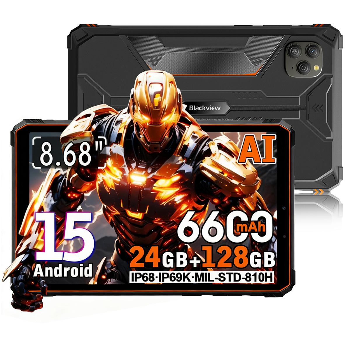 Blackview Active 5 5G Robuste Tablets Android 15 8,68 Zoll Display 8+16 GB RAM 128GB ROM Tablet PC 6600mAh 6+128 with keyboard orange