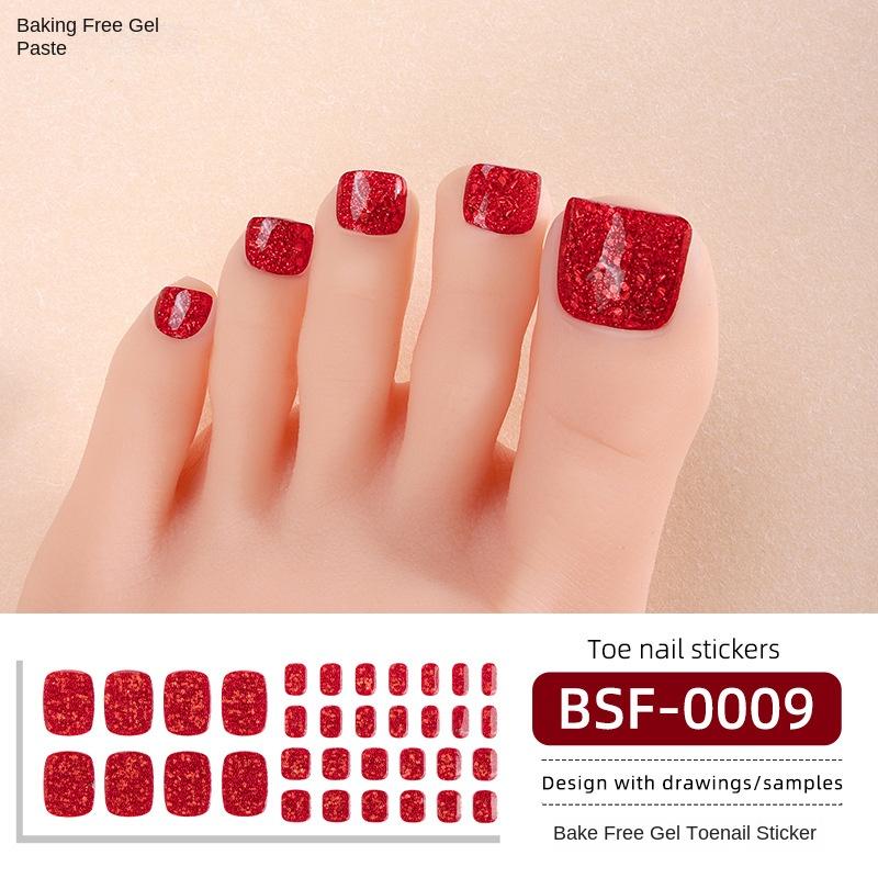 Neue einfarbige reine grüne Zwiebel No-Bake-Gel-Maniküre-Aufkleber, Gel-Zehennagel-Aufkleber, keine Licht-Gel-Nagel-Aufkleber BSF-0009