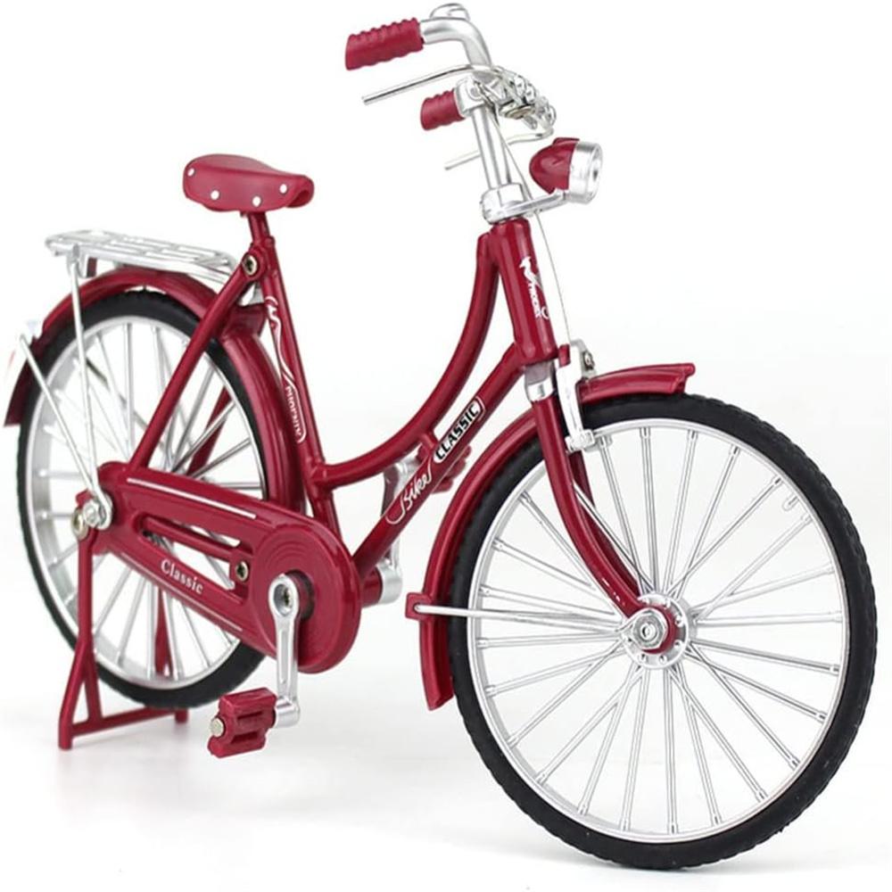 Metall Retro Fahrradmodell 1:10 Mini-Fahrrad Schreibtisch Bastelarbeiten Klassisches Fahrrad Spielzeug Puppenhaus Zubehör Heimdekoration Kinderspielzeug rot