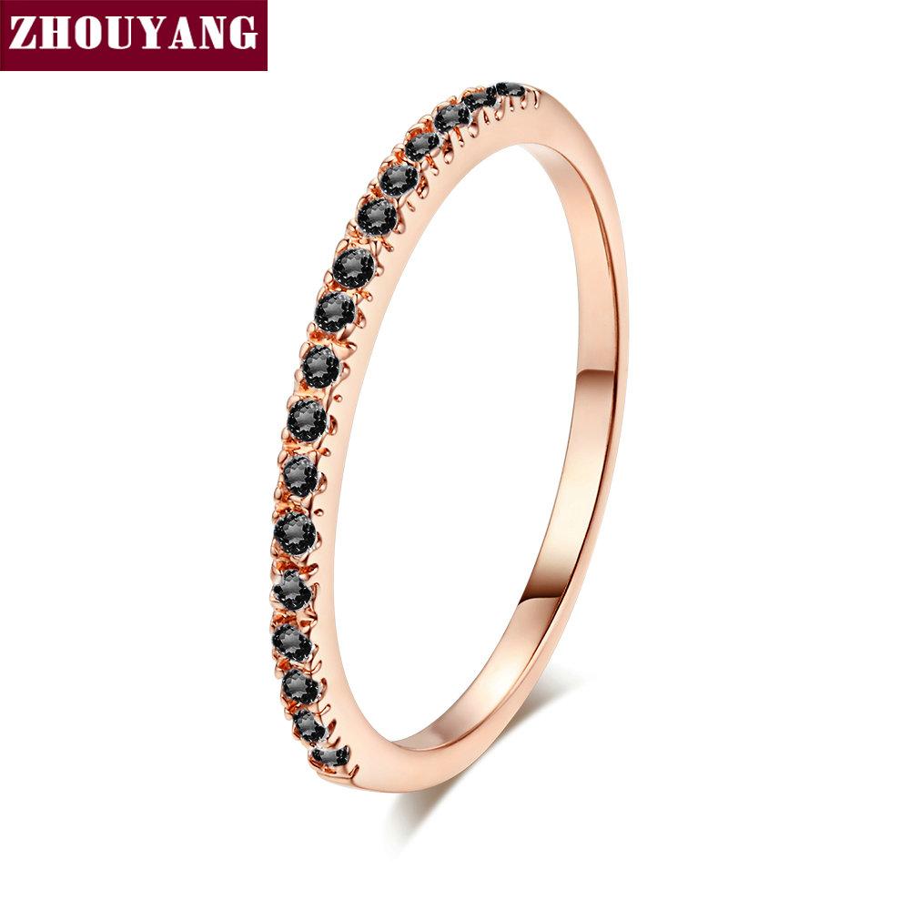 ZHOUYANG Ehering Für Damen Herren Schlicht Klassisch Mehrfarbig Mini Zirkonia Roségold Farbe Geschenk Modeschmuck R251 9