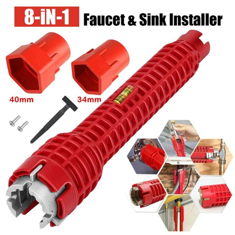 5/8 In 1 Anti-slip Waschbecken Wasserhahn Schlüssel Multifunktionale Doppel Kopf Reparatur Schlüssel Wasser Heizung Sanitär Werkzeuge Badezimmer Werkzeug sets 8 IN 1