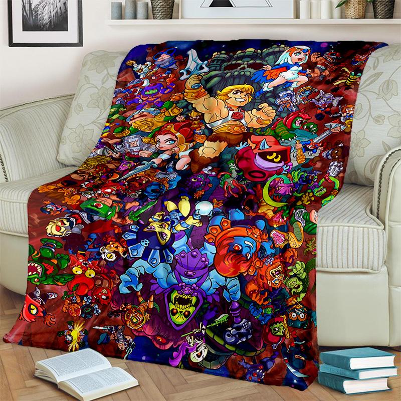 He Man Masters of The Universe Cartoon-Decke, weiche Überwurfdecke für Zuhause, Schlafzimmer, Bett, Sofa, Picknick, Reisen, Büro, Decke 75cm x 90cm
