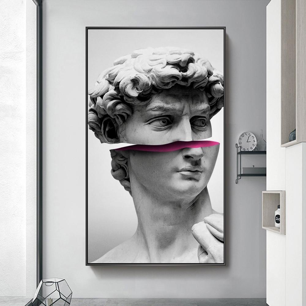 Lustige Kunst von David Vaporwave Skulptur Leinwand Kunst Poster und Drucke Abstrakte David Leinwand Gemälde auf der Wand Kunst Bilder 40*80cm