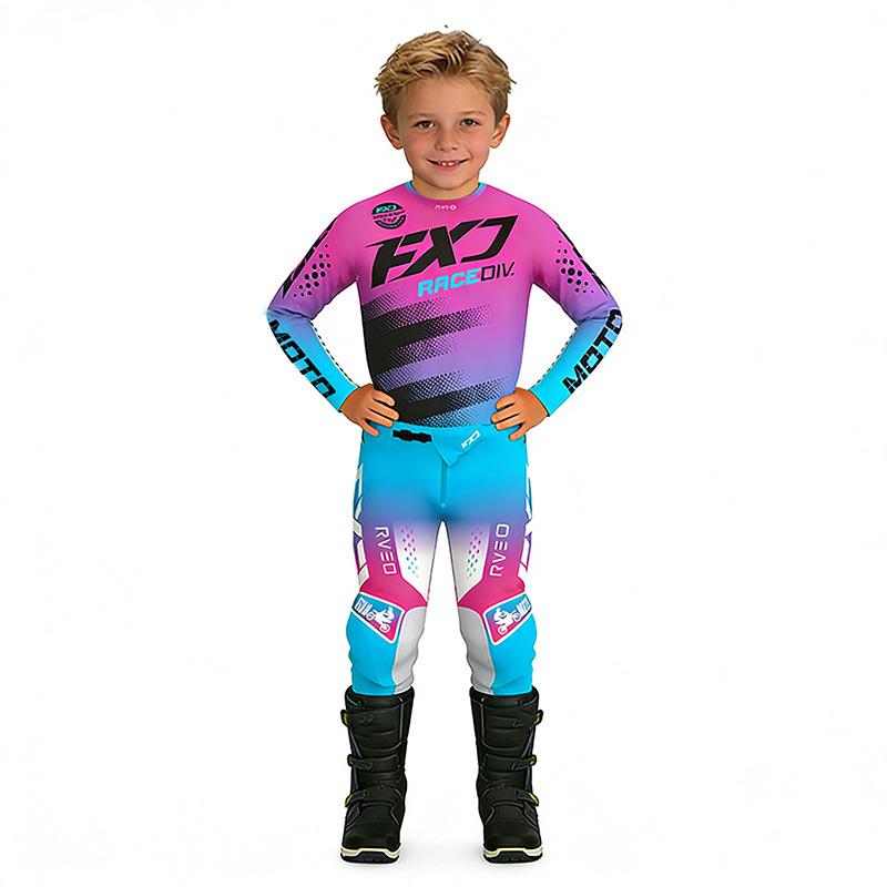 Motocross Kinder Set MX Trikot und Hose Kinder Set rot Dirt Bike MTB DH UTV Enduro Ausrüstung Kombi Off Road Jugend Rennanzug YXL-26 (30-36KG) rosa