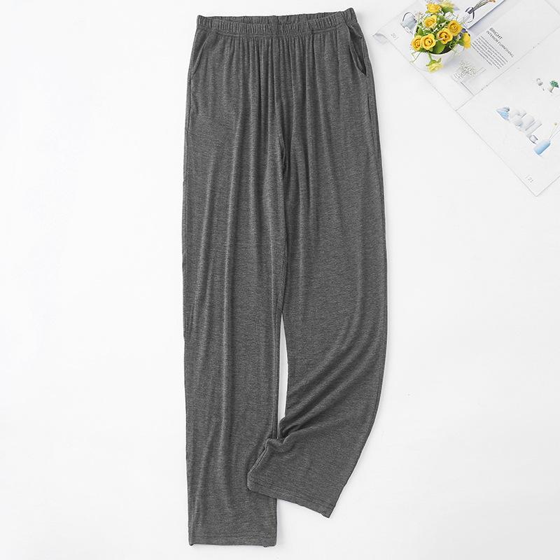 2021 neue Herren Damen Modal Schlafhose Pyjama Sommer Freizeithose Hose Weiche Hochflexible Hose mit geradem Bein Homewear Schlaf-Pyjama-Hose 3XL dunkelgrau