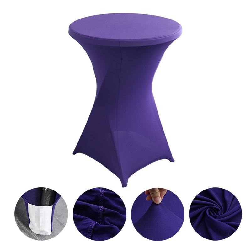 Höhe Stretch Runde Tischdecke Cocktailtischhülle Spandex Tischdecke Bar Hotel Party Hochzeit Elastische Tischdecke Deko 1PC-80*110cm violett
