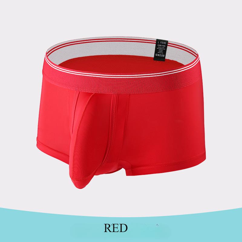 Neue Herrenunterwäsche aus Eisseide, coole Übergrößen-Boxershorts mit mittlerer Taille, atmungsaktive Unterhose, Unterhose für Männer XXXL rot
