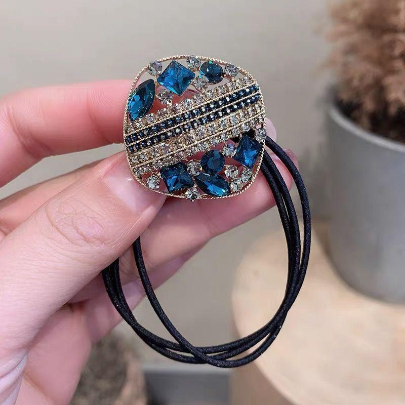 Mode Kristall Strass Haar Seil Frauen Krawatte Haar Gummiband Pferdeschwanz Haar Ring Einfache Retro Haar Krawatte Haar Zubehör oval