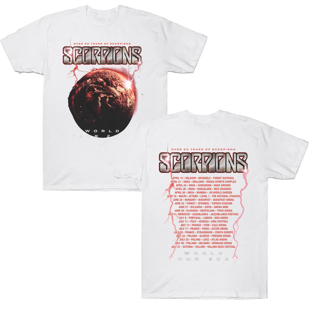 Scorpions Coming Home Tour 2026 T-Shirts Metal Scorpions Baumwoll-T-Shirts Kurzarm Hard Rock Band T-Shirts Rundhals Kleidung Anime T-Shirt M weiß