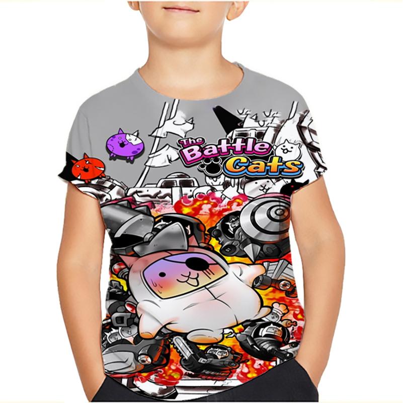 The Battle Cats Baby Sommer T-Shirt Junge Mädchen Kurzarm Volldruck Geburtstag T-Shirt Kinderkleidung Cartoon Tops Geschenk 100 rot