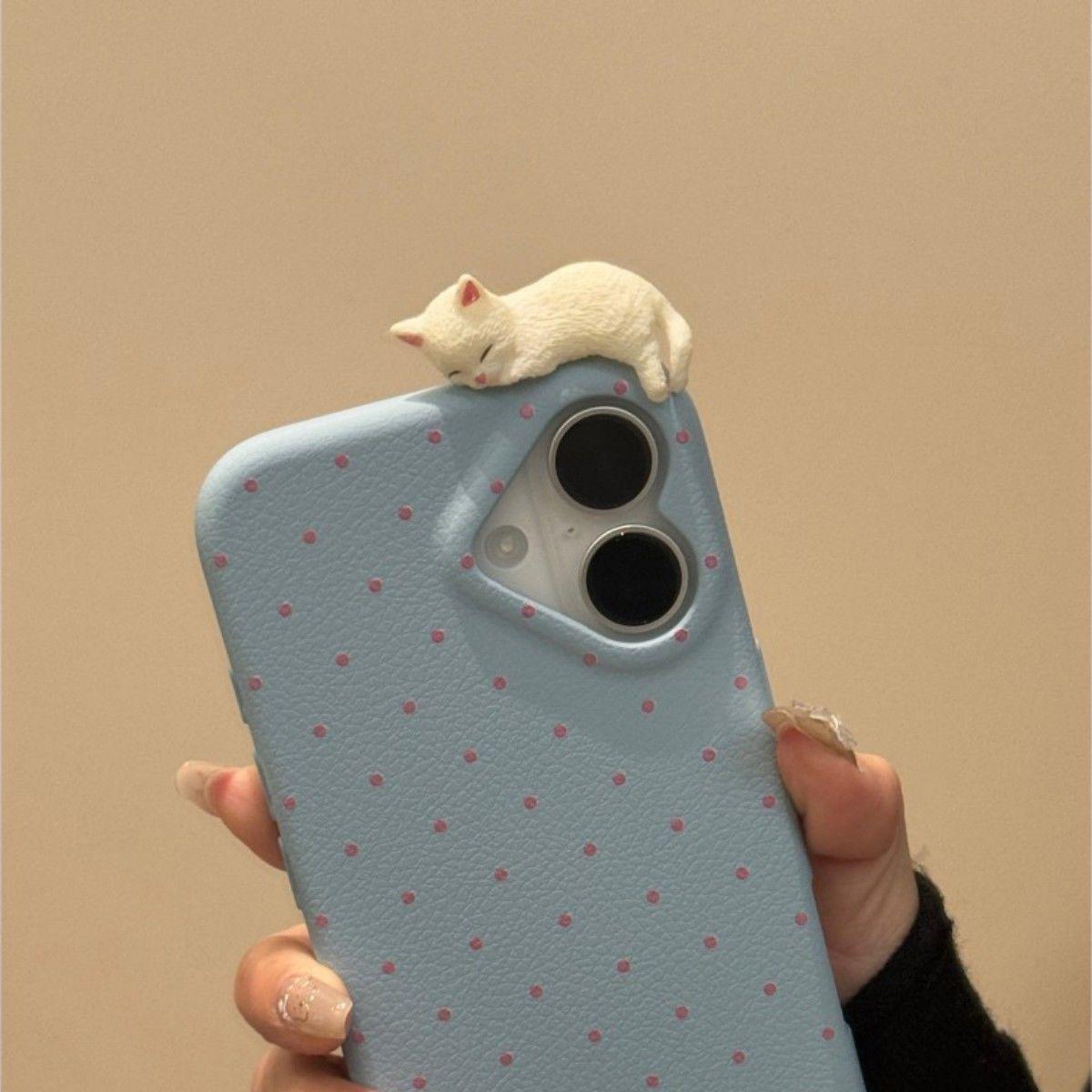 Handyhülle mit Herz- und Katzenmotiv für Apple iPhone 17 Pro Max – Weiche, stoßfeste Silikonhülle für iPhone 16/15/14/13/12/11/Pro/Pro Max/Plus iPhone 17 Air blau