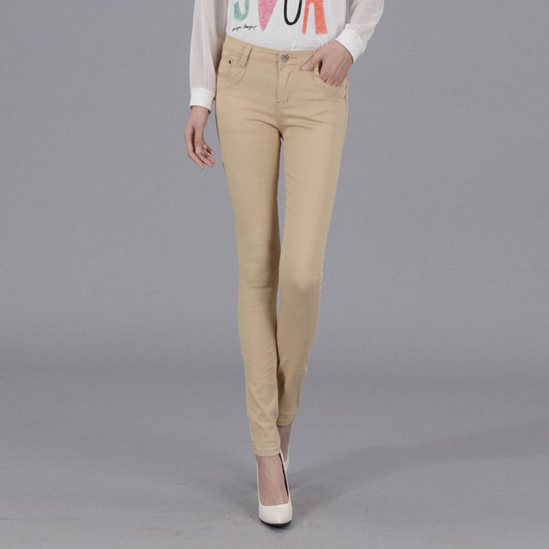 Frauen Damen Bleistift Hosen Sommer Taschen Taste Dünne Waden Länge Hosen Casual Stretch Hose Plus Größe Weibliche Hosen S khaki