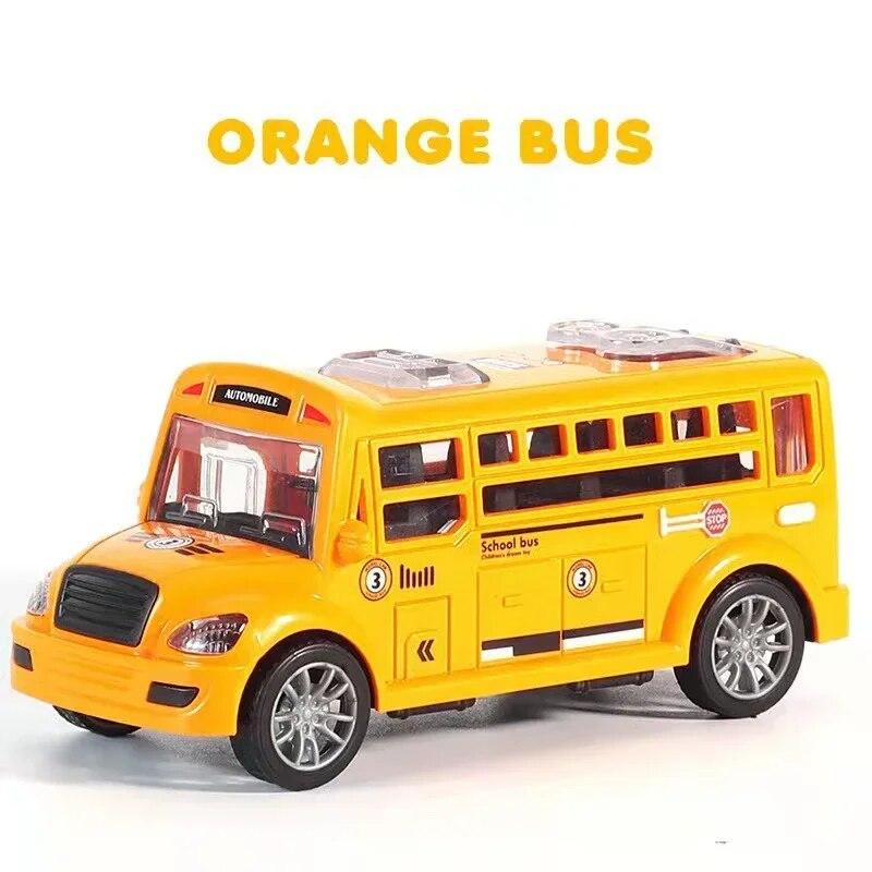 Schulbus-Modellauto für Kinderspielzeug, pädagogische Spielzeugautos für Kinder, Trägheitsrad für Miniatur-Spielfahrzeuge, Geburtstagsgeschenk für Jungen orange