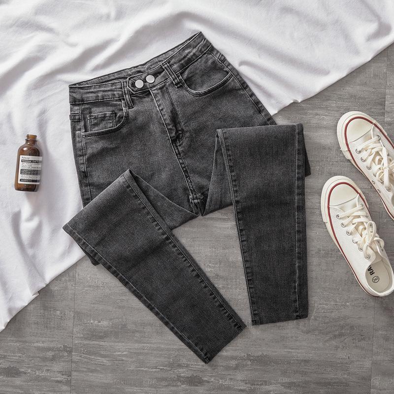 Damenjeans mit hoher Taille und elastischem Bund – neuer Stil, kleine Größe, schmale Passform, Neun-Punkt-Bleistifthose 28