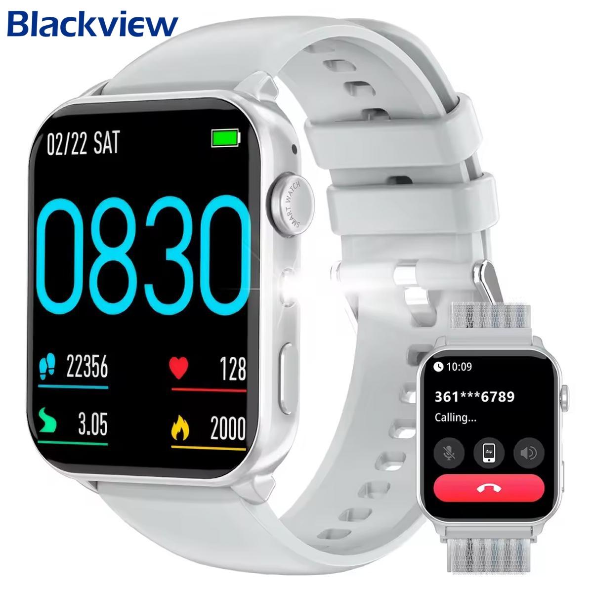 Blackview R30Max Smart Watch, 1.91  HD Screen, 350mAh Battery, 100+ Sports Modes, Bluetooth Calling silber