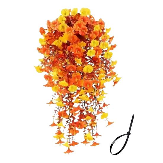 1/2 Stück Hängende Künstliche Prunkwinde UV-Beständig Kunstblume Hochzeitsfeier Innen Außen Garten Wandbehang Kunstblumen Dekoration 1pc I