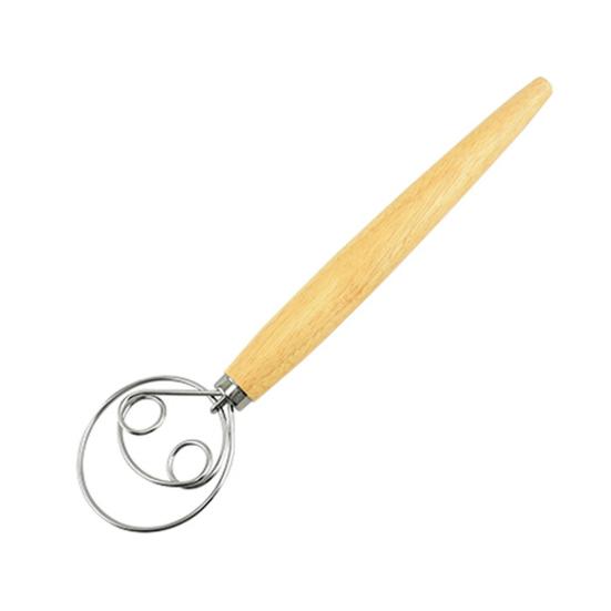 Dänischer Teigbesen mit Eichenholzgriff, Edelstahl, Mehlmixer, Eier, Sahne, Rührstäbe, Mehl, Kuchen, Rührer, Küchen- und Backutensilien B