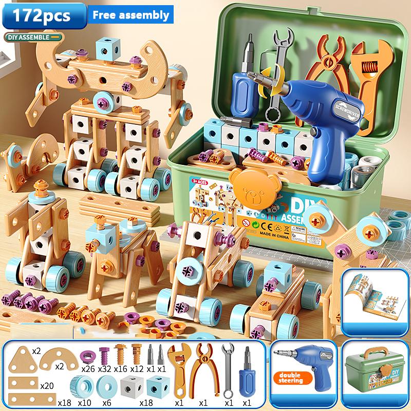 DIY Mutter Hand Demontage Montage Puzzle Simuliertes Schrauben Werkzeugkasten Frühe Bildung Kinderspielzeug Form Einsteckblöcke Spielzeug für Jungen
