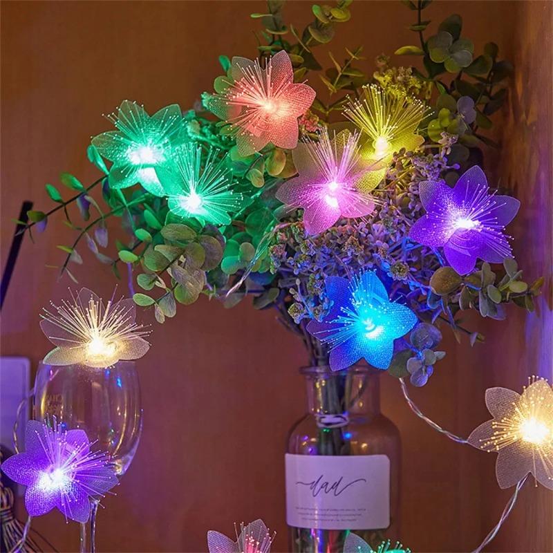 1/3/6M Fiberoptik-Lichterkette, wasserdicht, LED-Starburst-Feuerwerk, Blumen-Weihnachtslichterkette für Party, Baumdekoration 6M-RGB Light