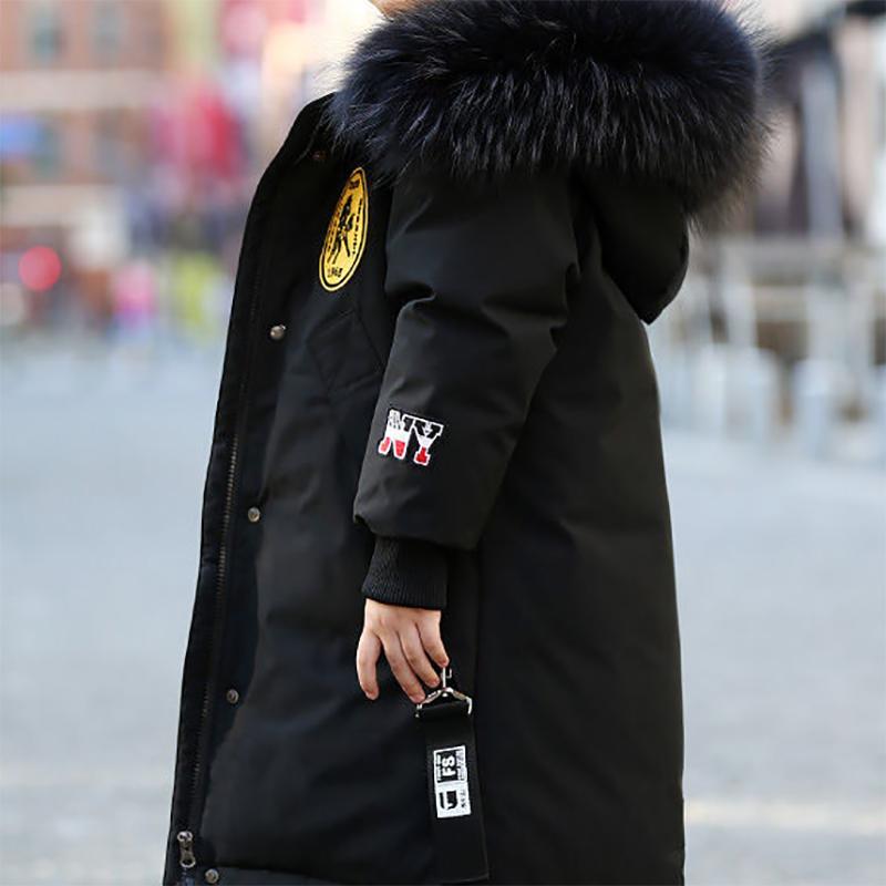 Kinder Baumwolljacke Junge Mittellanger Wintermantel Plus Samtverdickung 160