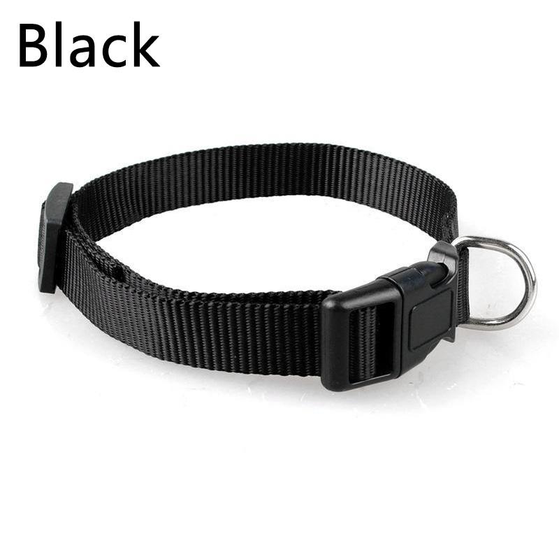 1PC Haustier Zubehör Haustier liefert Nylon Haustier Halskette Hundehalsband verstellbare feste Farbe Welpen Leine S schwarz