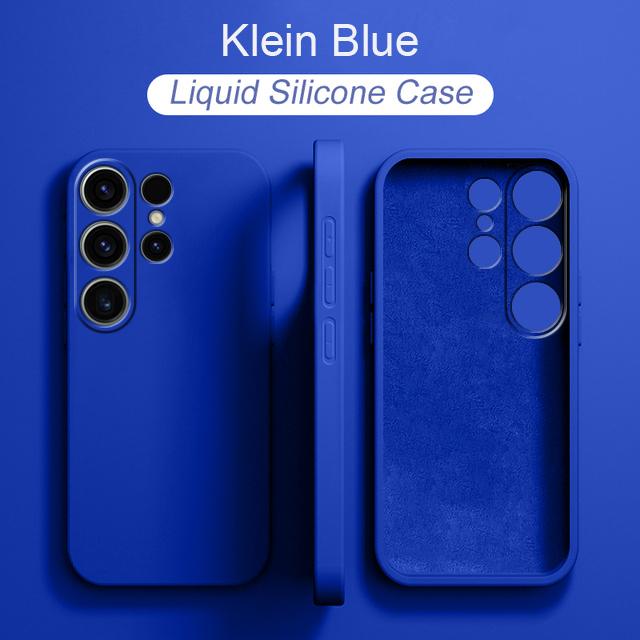Flüssige Silikonhülle für Samsung Galaxy S20 S21 S22 S23 FE S24 Ultra Plus Note 10 20 Ultra S10 A54 Ganzkörper-Kamera-Schutzhülle, quadratische Abdeckung aus Silikon Samsung S23 Plus aqua blau