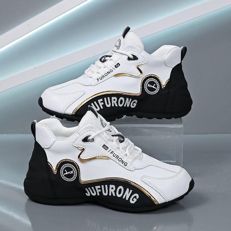 Neue Frühling-Paar-Schuhe Leder-Oberfläche Spritzwassergeschützt Sportliche Freizeit-Schuhe Bequeme Plateau-Dad-Schuhe 40