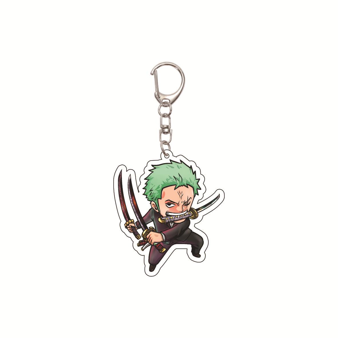 One Piece 5,5 cm Acryl-Schlüsselanhänger, Anime-Schlüsselanhänger, Luffy, Zoro Cartoon One Piece Taschen-Schlüsselanhänger 06