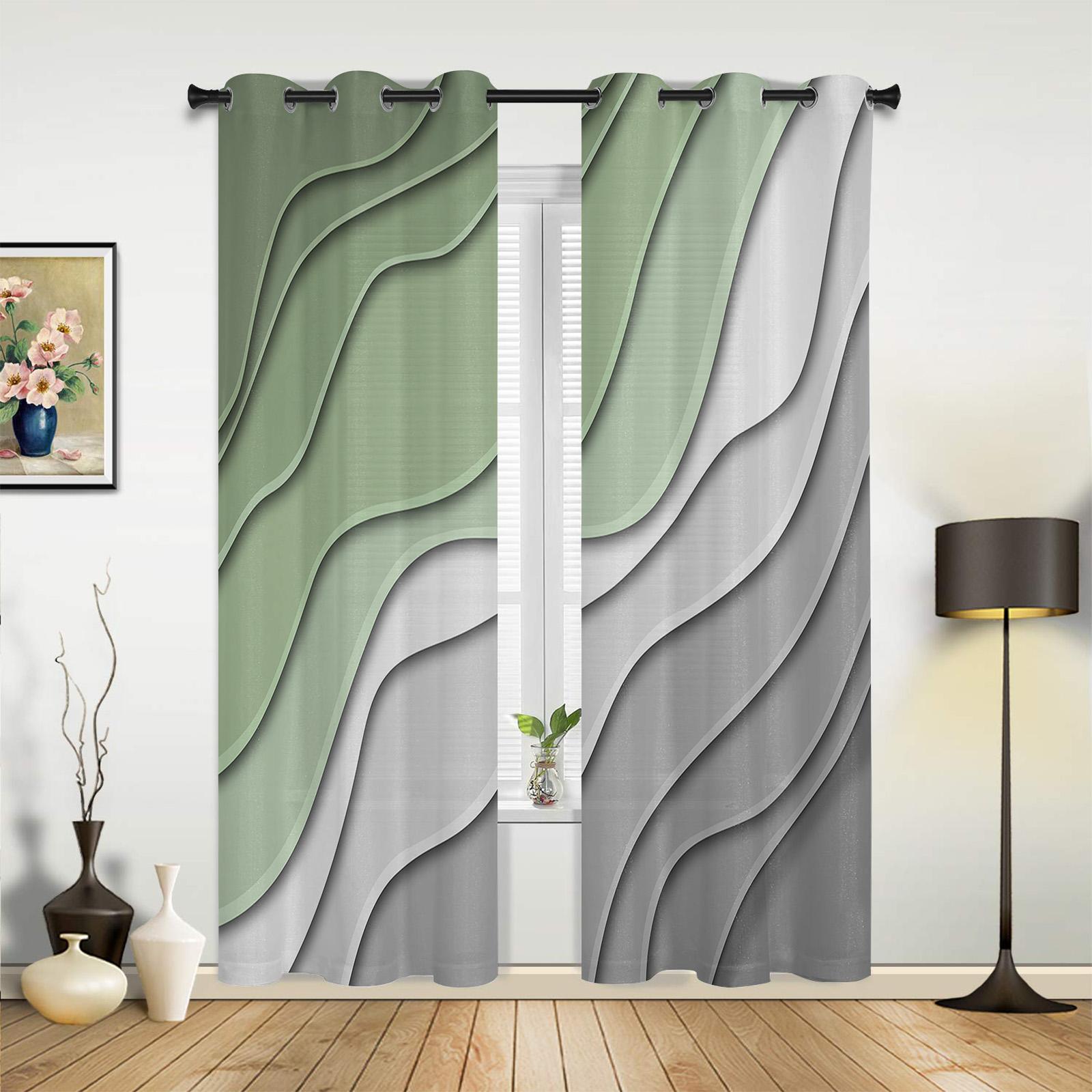 Salbeigrün Grauer Farbverlauf Fenster Vorhänge für Schlafzimmer Wohnzimmer Gardinen Küchenbereich Kinderzimmer Fenstervorhang Aktuelle Wohnkultur 135W x 60H(cm) x1 gray