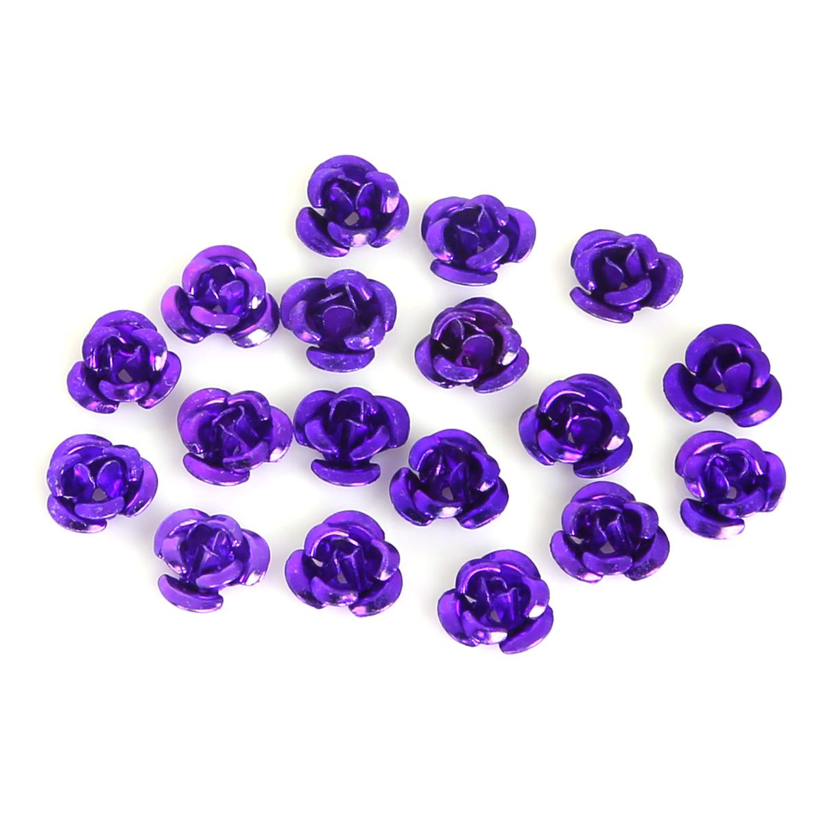 100 stücke Rose Kopf Aluminium Schmuck Produktion Hochzeit Party DIY Handwerk Dekoration Gemischte Farbe Perlen Hause Dekoration 6mm intensiv/violett
