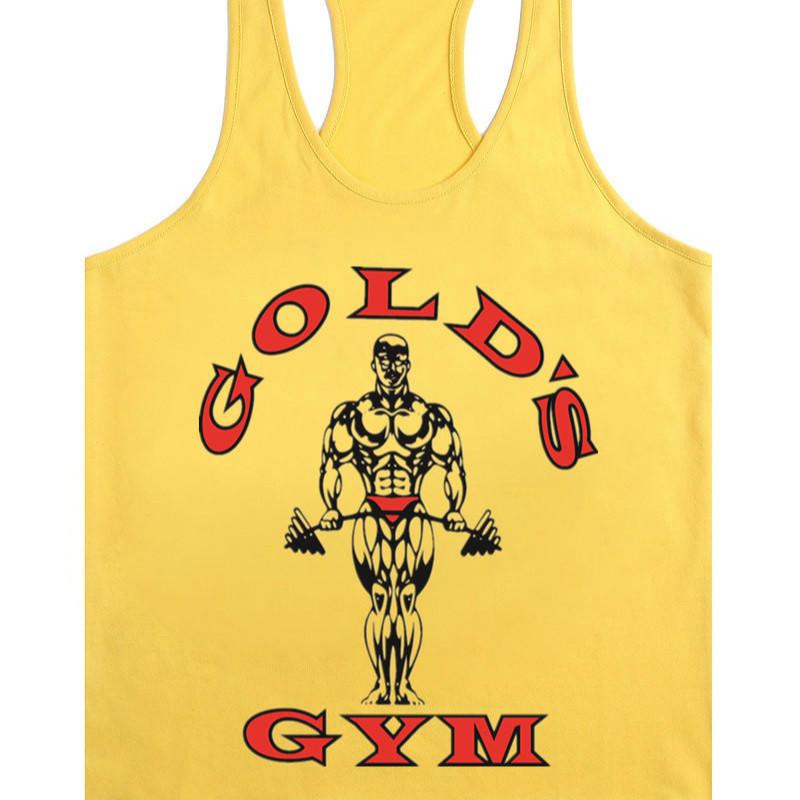 Ärmelloses Tanktop für Herren von Europe Golds, Weste für Bodybuilding und Fitness L gelb