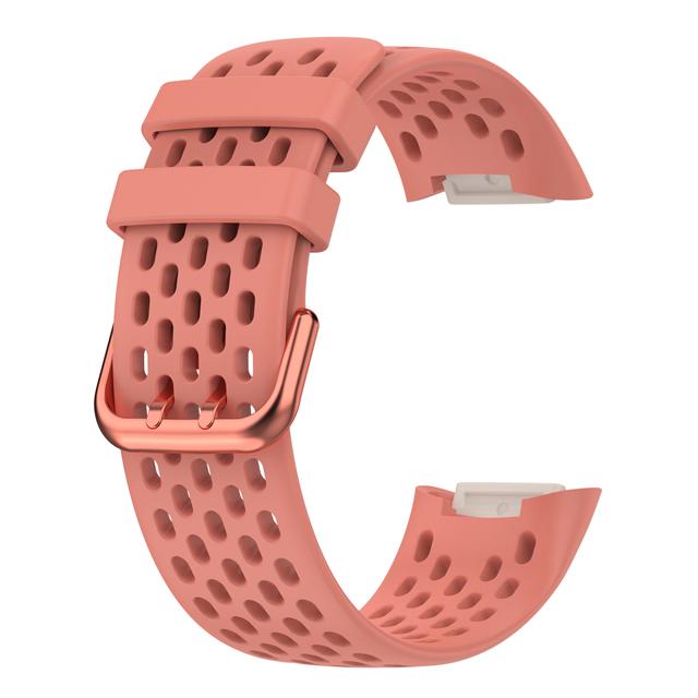 Atmungsaktives Gummiarmband für Fitbit Charge 5 correa Sport Ersatz-Silikonarmband für Fitbit Charge6 Uhrenarmband Fitbit Charge 6 rosa