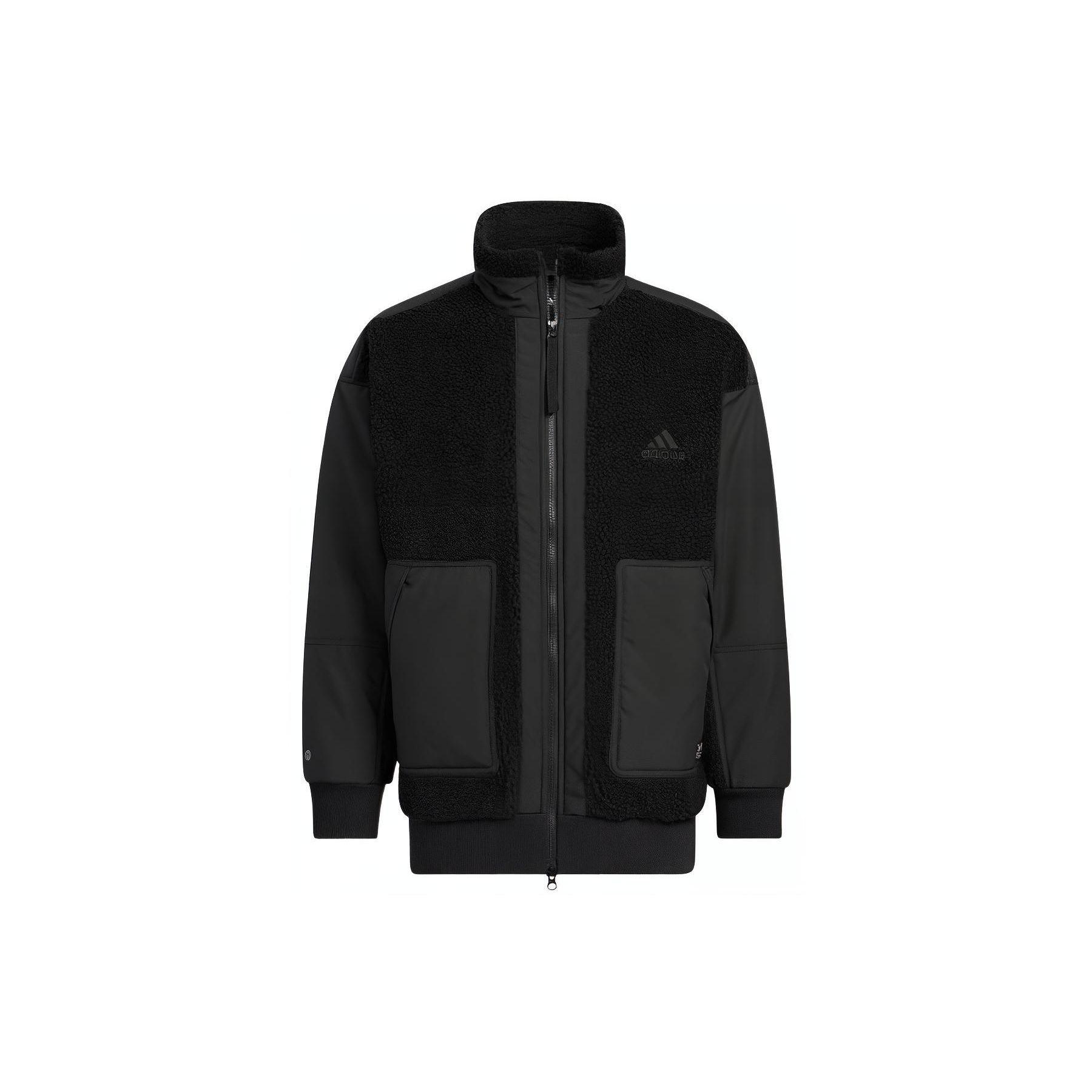 Adidas Colorblock Logo Stickerei Aufnäher Pattentasche Stehkragen Langarm Jacke Herren Jacken Schwarz HP1388 XL