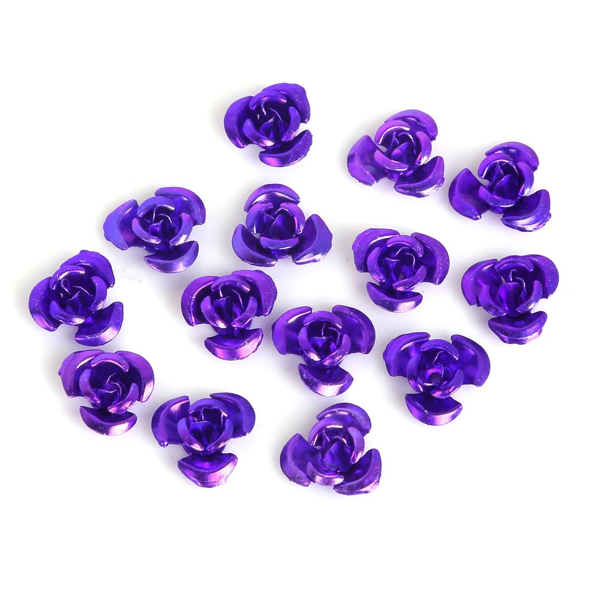 100 stücke Rose Kopf Aluminium Schmuck Produktion Hochzeit Party DIY Handwerk Dekoration Gemischte Farbe Perlen Hause Dekoration 12mm dunkelviolette