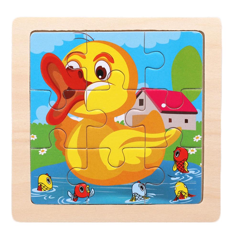 TOYS & TOTS 9 Stücke Holz Cartoon Tiere Puzzle Lernen Bildung Panel Kinderspielzeug Duck *