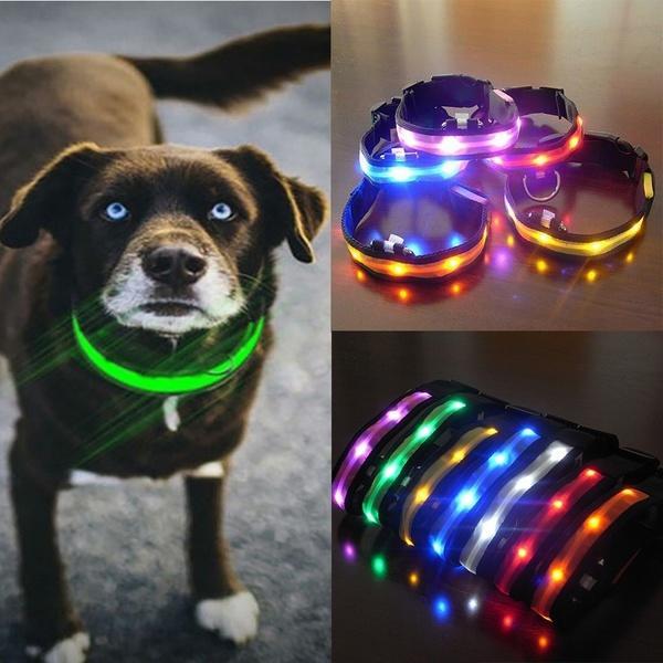 2017 LED Nylon Hund Haustier Sicherheit Nacht Halskette Anti-verloren Blinkende Glitter Halsbänder Hund M grün