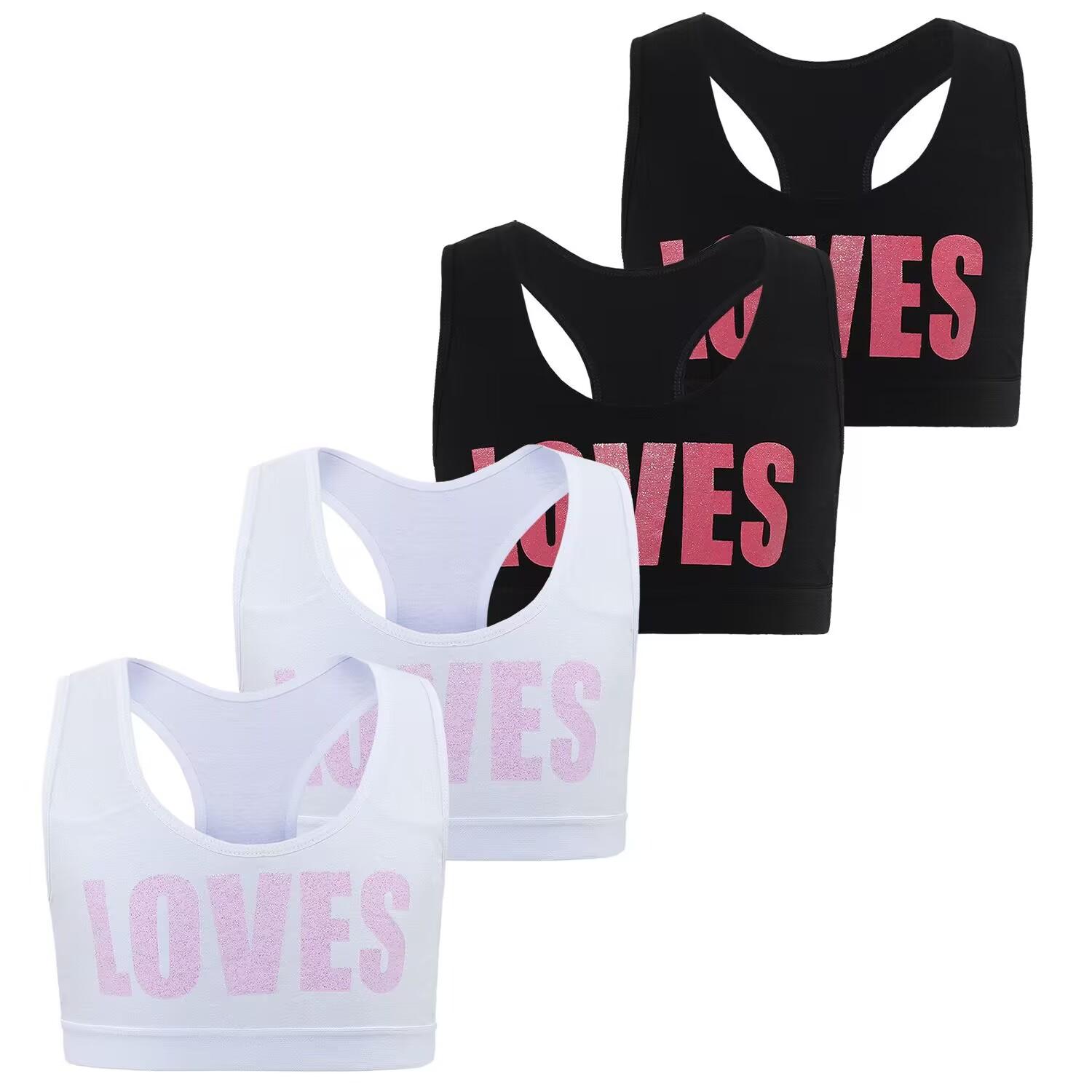 4 STÜCKE Teenager Student Unterwäsche BH Sport Mädchen Unterwäsche BH Teenager Mädchen Tops Trainings-BHs Fitnessstudio Zubehör Kinder One Size8-14years bunt