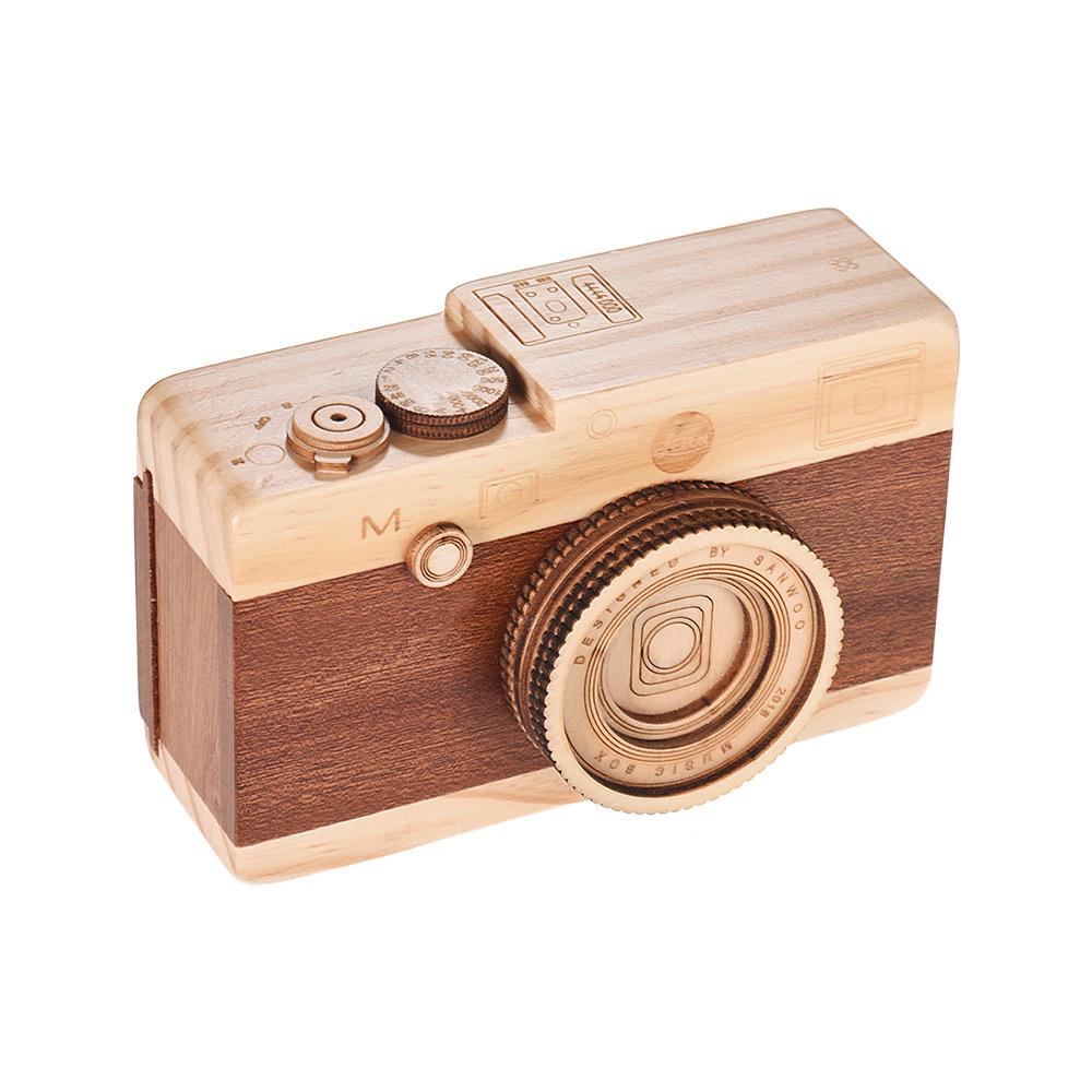 Hölzerne Spieluhr, Retro-Kamera-Design, klassische Melodie, Geburtstag, Weihnachten, Festival, musikalische Geschenke