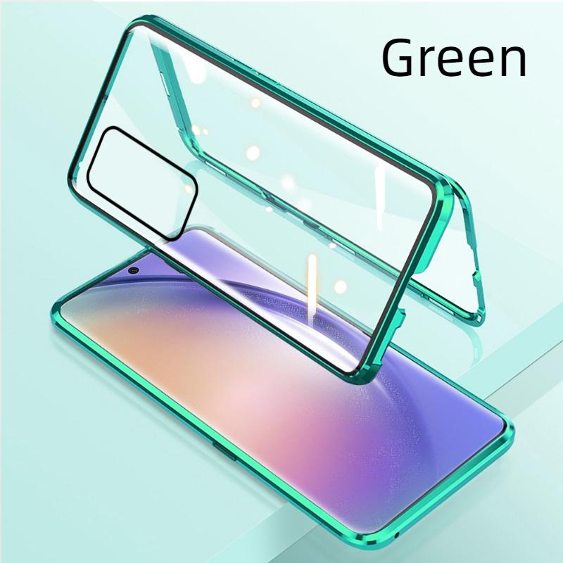 9H HD Doppelseitiges Hartglas Magnete Metall Aluminium Handyhülle Für Samsung Galaxy A16 A26 A36 A56 A15 A35 A55 A15 Handyhülle Galaxy A35 5G grün
